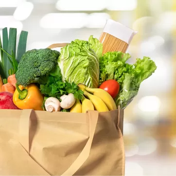 bag of fruits and vegetables