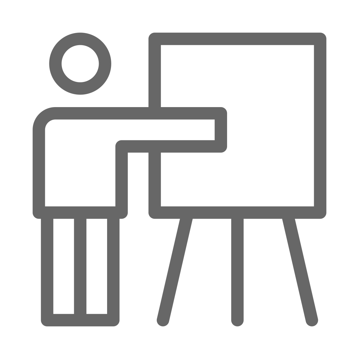 Icon: A person pointing to a board on an easel