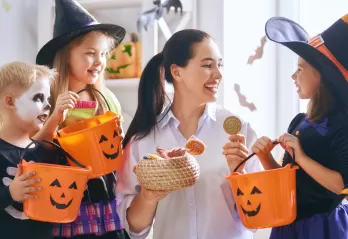 family on halloween