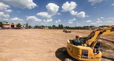 bulldozer at the construction site of the adaptive sports complex
