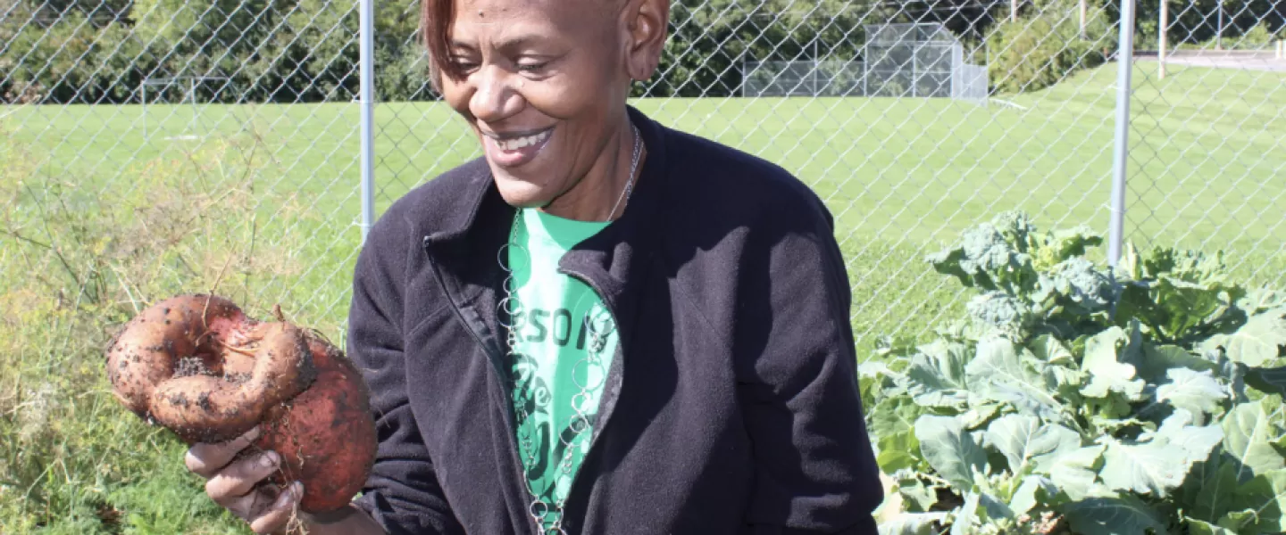 woman working in the community garden