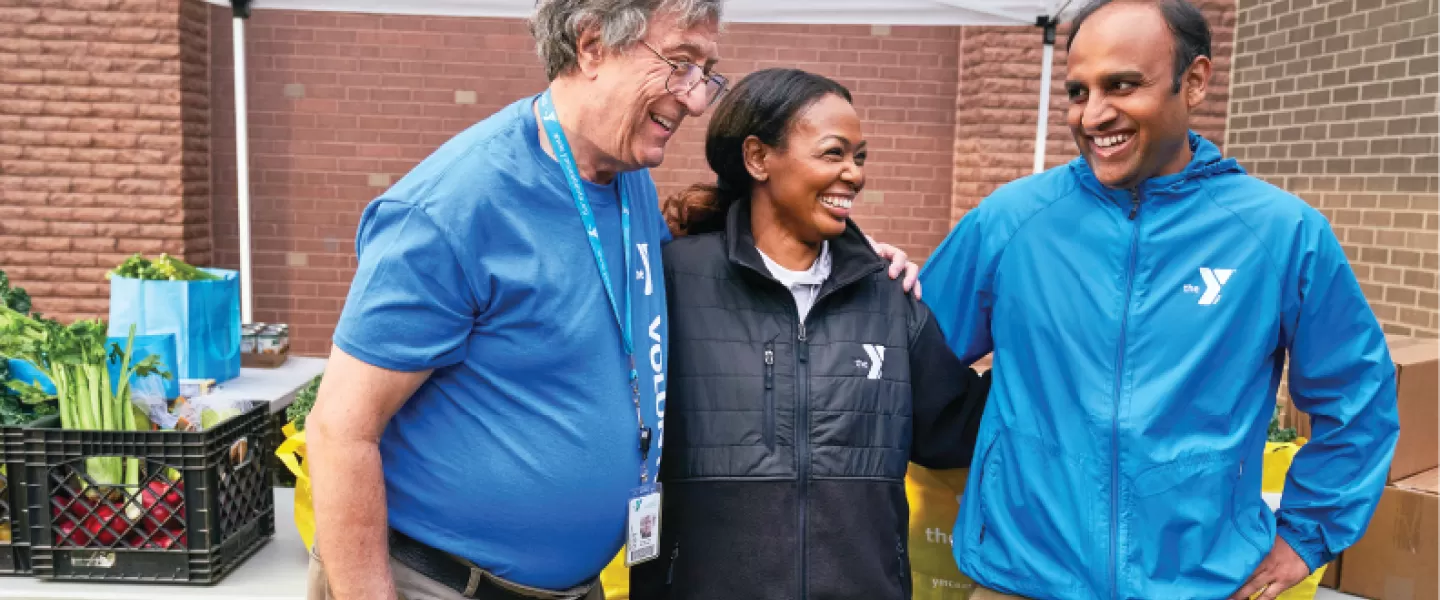 a ymca volunteer group at a fresh produce food drive