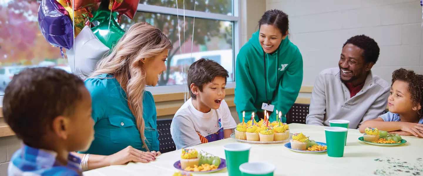 child celebrating birthday party at the ymca