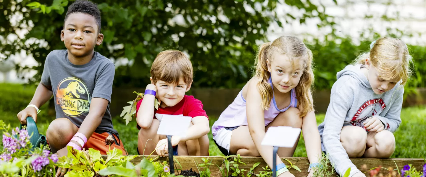 ymca summer campers gardening