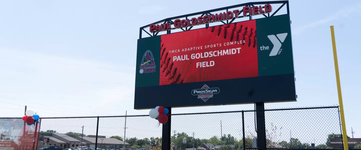YMCA Adaptive Sports Complex Paul Goldschmidt Field Scoreboard Sign