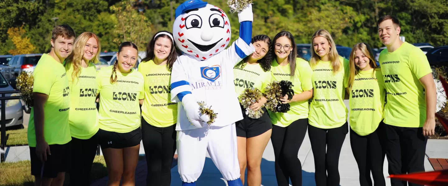YMCA Adaptive Sports Complex Mascot Homer with Local High School Cheerleaders