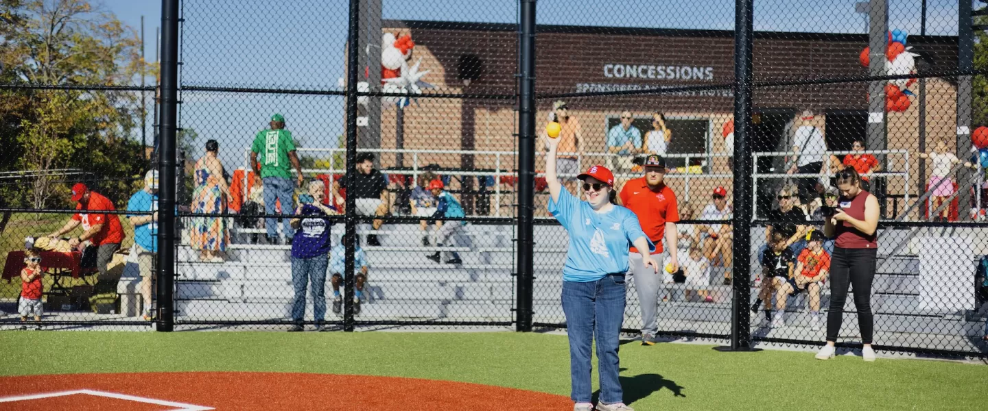 YMCA Adaptive Sports Complex Girl Throwing Pitch