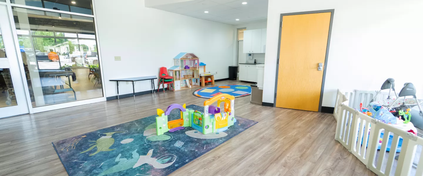Upgraded Child Watch area at Four Rivers YMCA with refreshed play space and new furnishings for young children