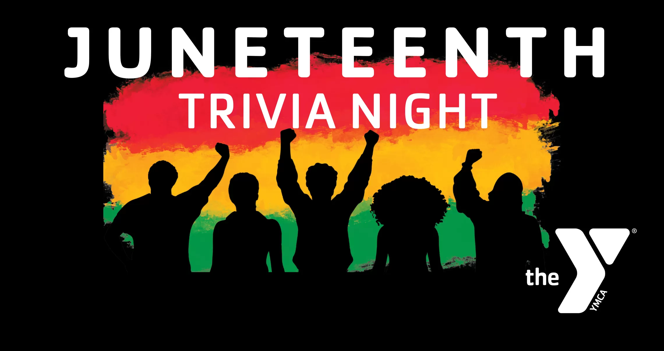 Juneteenth trivia image with people holding up their fists in solidarity to celebrate freedom