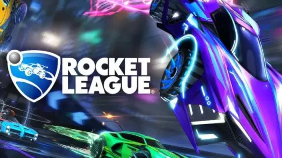 Rocket League logo and purple car