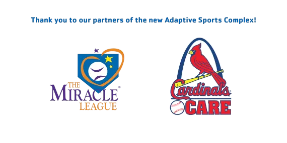 Thank you to our partners of the new Adaptive Sports Complex The Miracle League Logo and Cardinals Care Logo