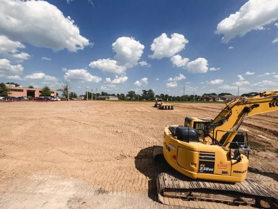 bulldozer at the construction site of the adaptive sports complex