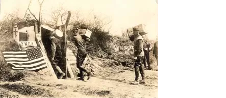 ymca volunteers delivering supplies to ymca bunker during world war I