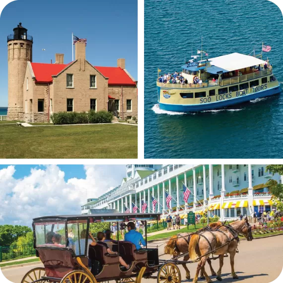 mackinac island attractions collage