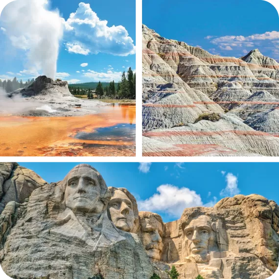 wyoming and south dakota attractions and parks collage