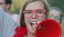 Thumbnail: girl yelling in red megaphone