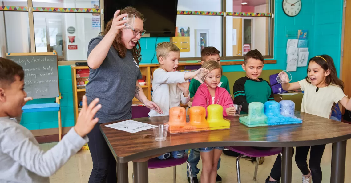 YMCA Y Club Before & After School Program Children Doing a Science Experiment