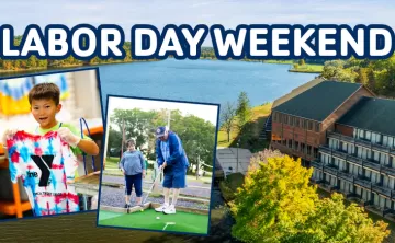 ymca trout lodge and activities collage with text that says labor day weekend